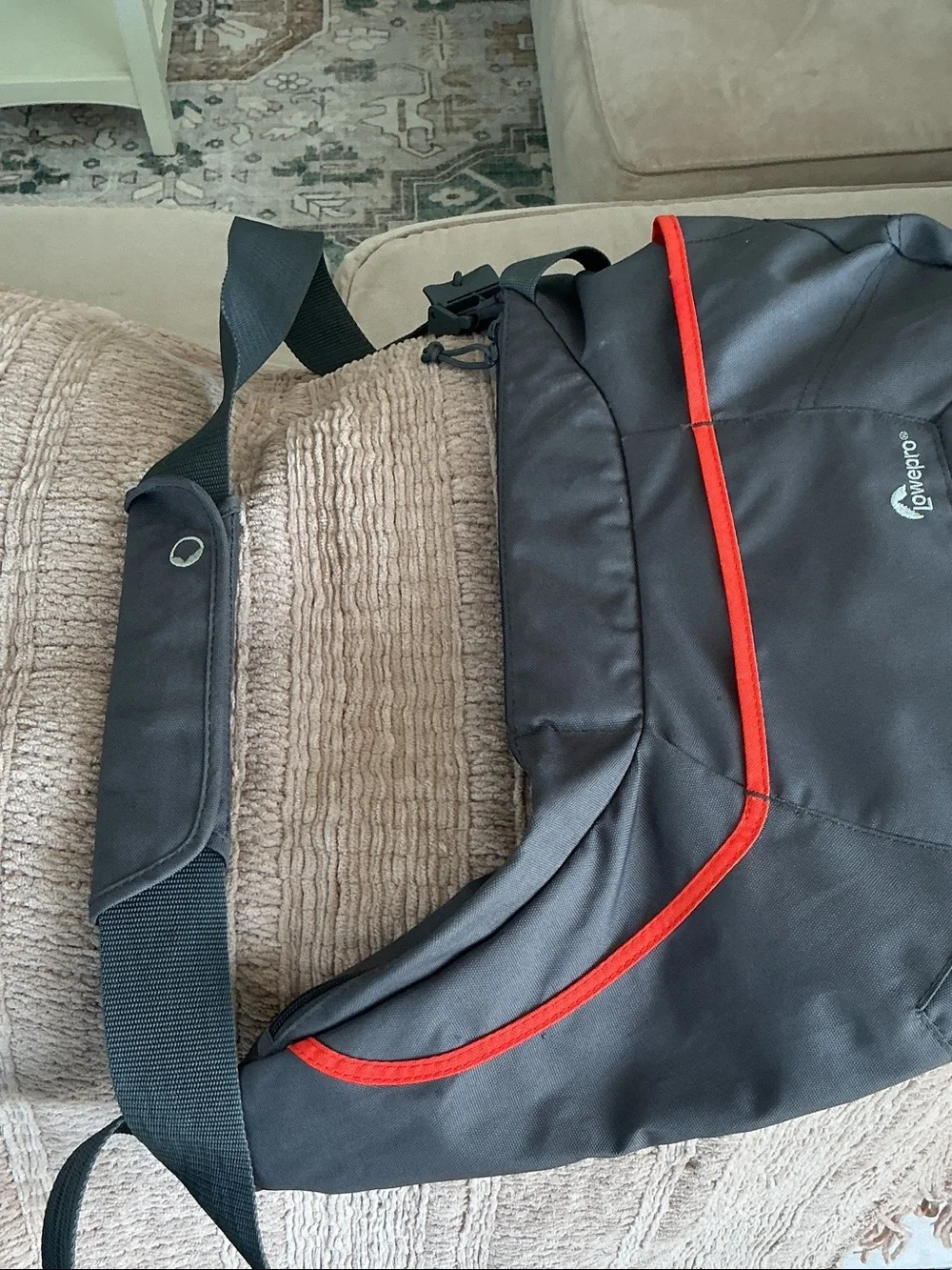 Lowepro Black Messenger Bag with Red Trim